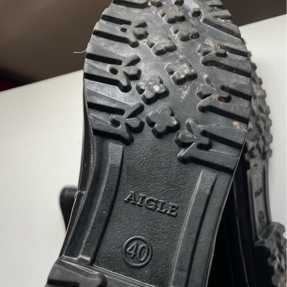 Aigle Black Rain Boots sz 8 Made in France mid-calf - Picture 8 of 8